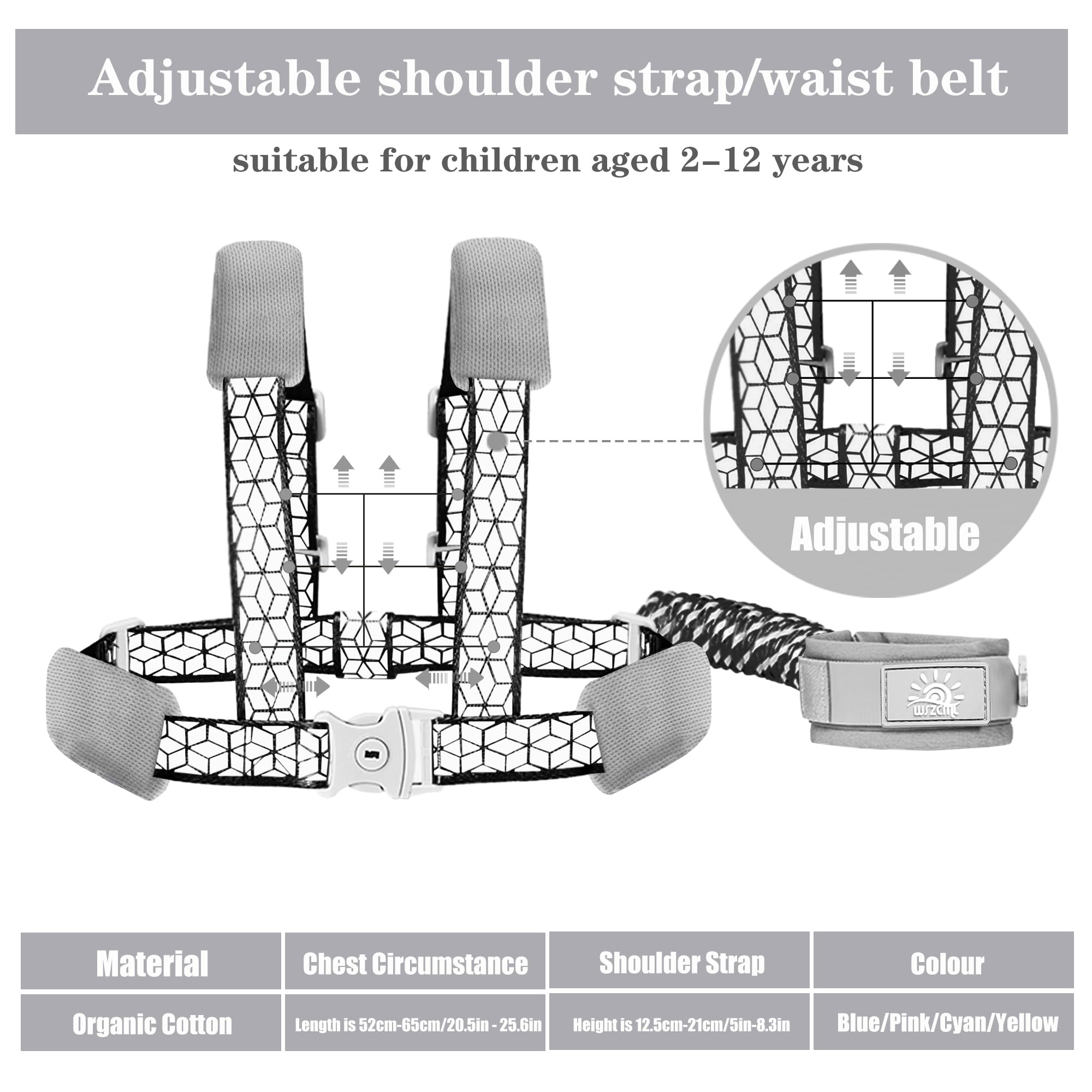 WSZCML toddler leash 360-degree swivel reduces tangling during play.