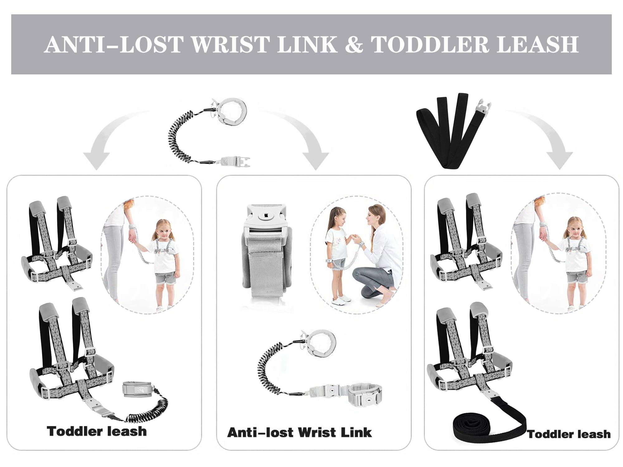 WSZCML toddler leash extendable 6.5ft chain for flexible, safe wandering.