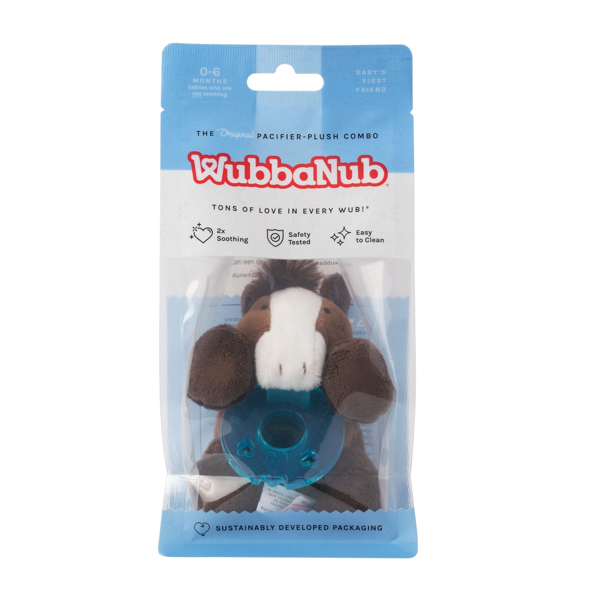 WubbaNub Horse packaging showcases original design and safety features.