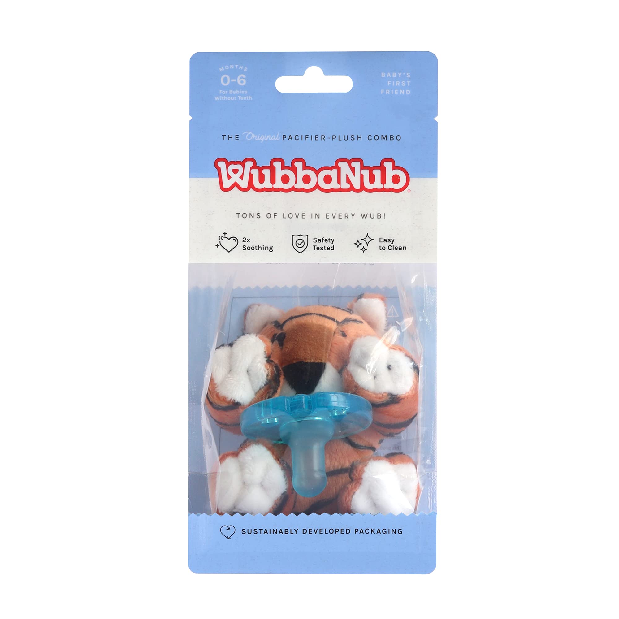 WubbaNub Tiger pacifier in hospital unit highlights trusted newborn use.