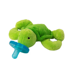 WubbaNub Turtle baby holding image emphasizes easy reach during soothing routines.