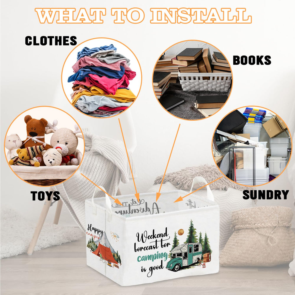 Wuguimeii camping theme toy box material closeup highlights cotton linen canvas and waterproof lining