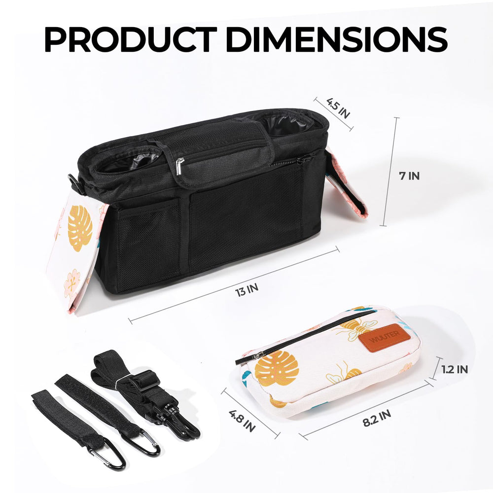 WUUTER stroller organizer detachable wristlet enables hands-free errands.