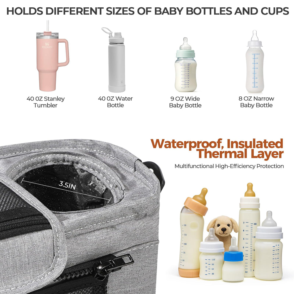 WUUTER grey organizer illustrated in park setting showing easy access to essentials.