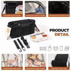 WUUTER stroller organizer with shoulder strap for versatile carrying options.
