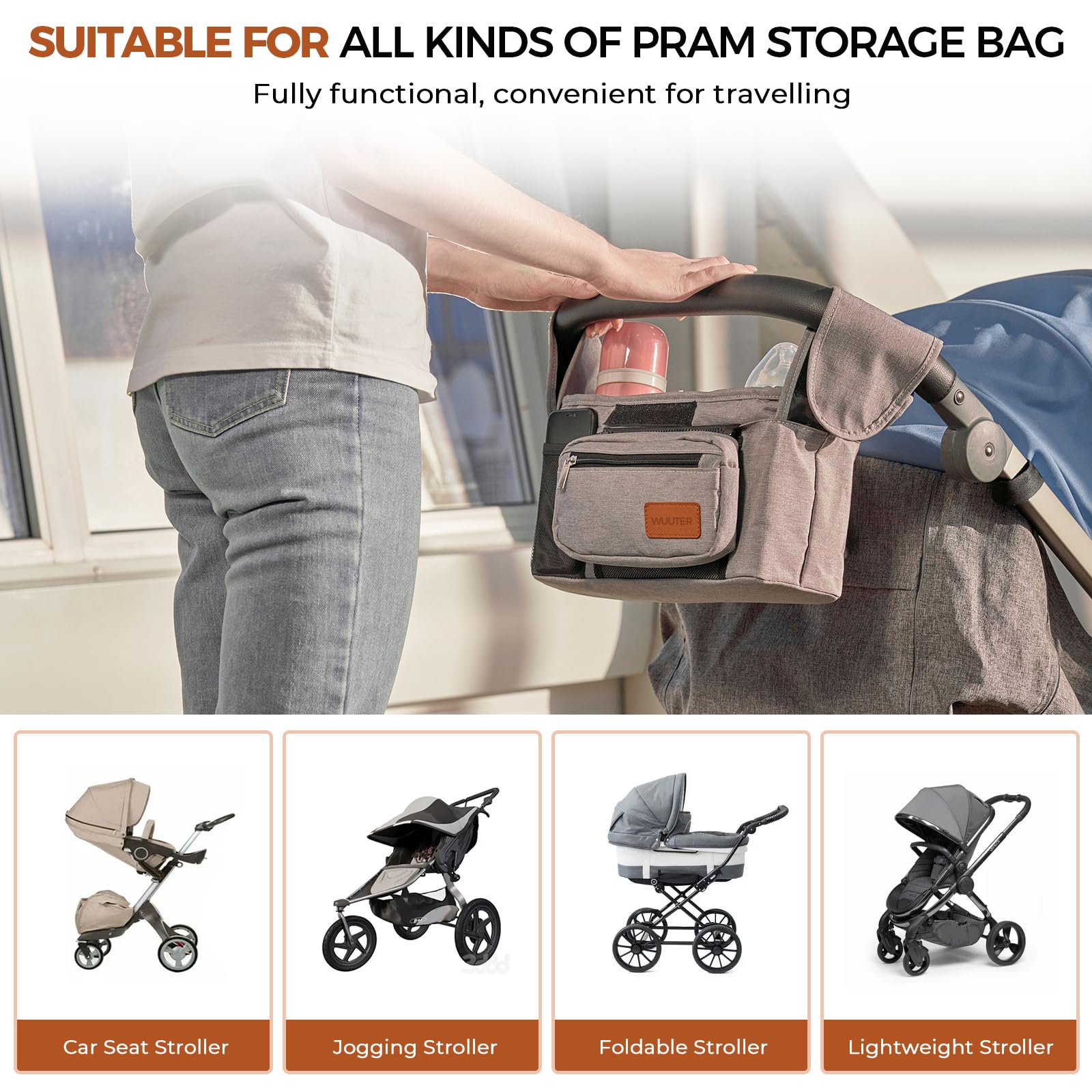 WUUTER waterproof fabric close-up, durability and easy wipe-clean care.