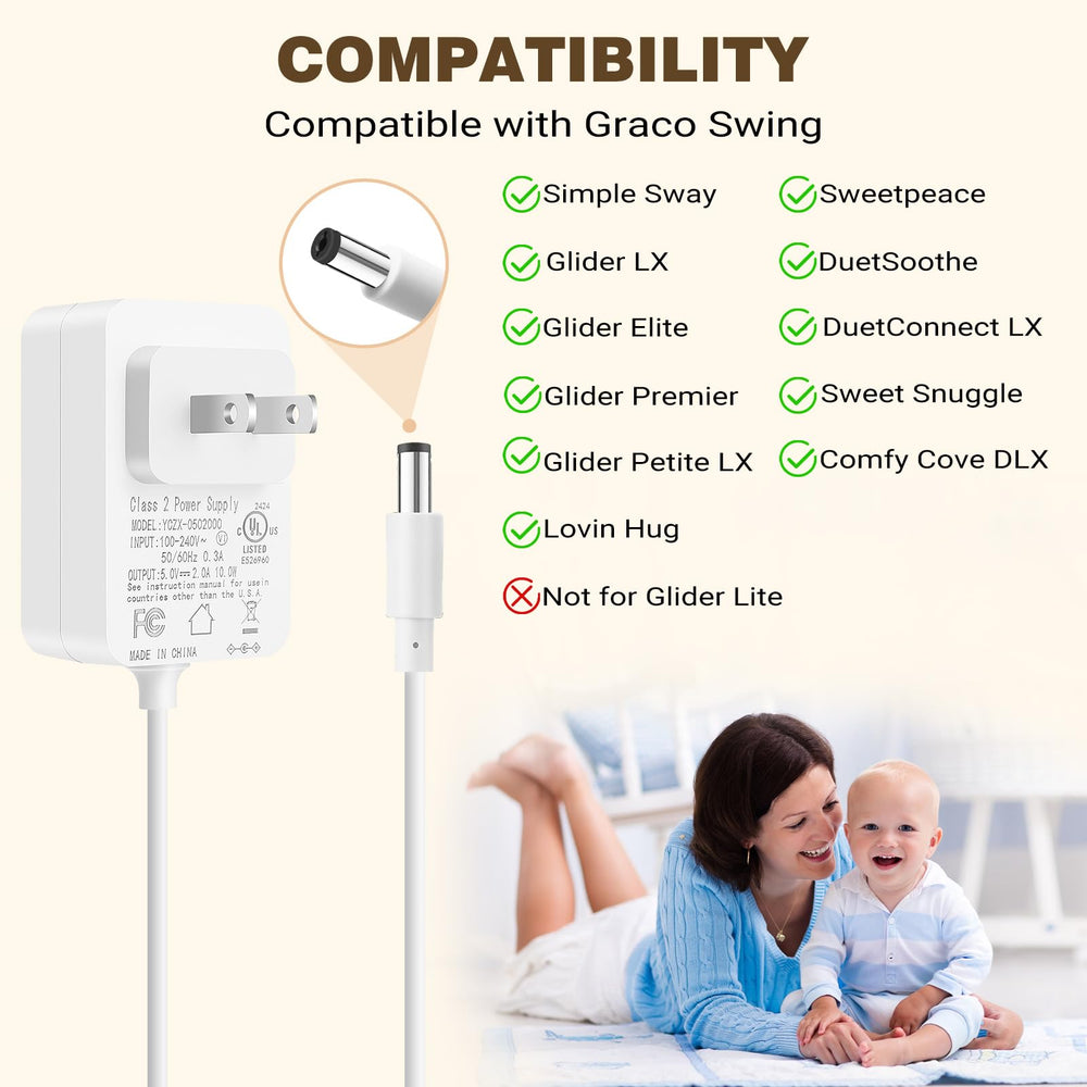 WUYELIN 5V 2A DC plug image highlights stable power for smooth swing motion