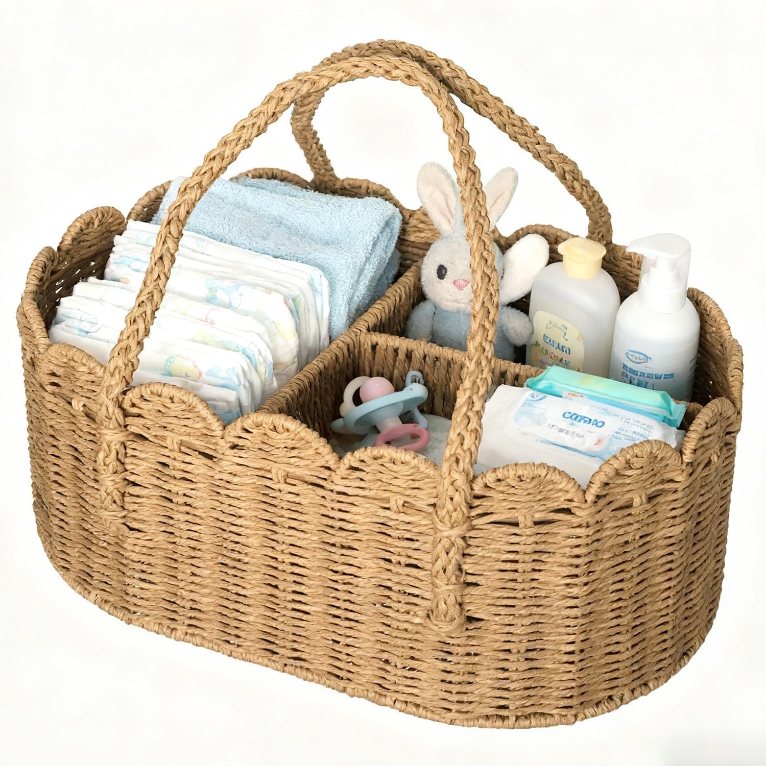 WWMayFeel diaper caddy organizer close-up shows durable woven paper rope texture for baby essentials.