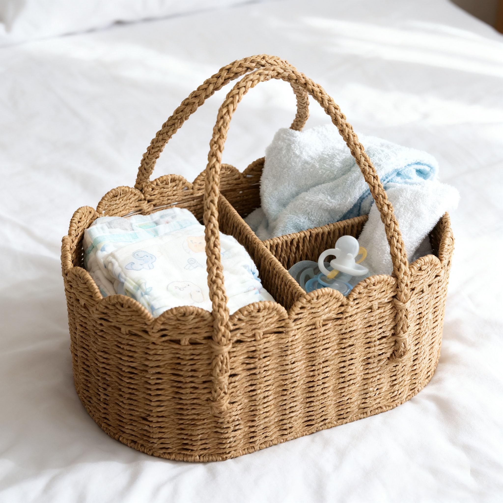 WWMayFeel diaper caddy organizer gift packaging suggesting a thoughtful baby shower gift.
