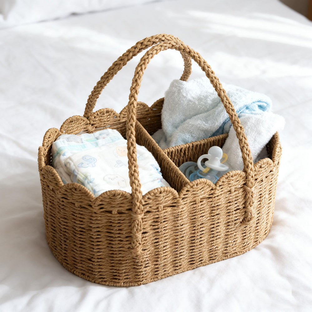 WWMayFeel diaper caddy organizer gift packaging suggesting a thoughtful baby shower gift.