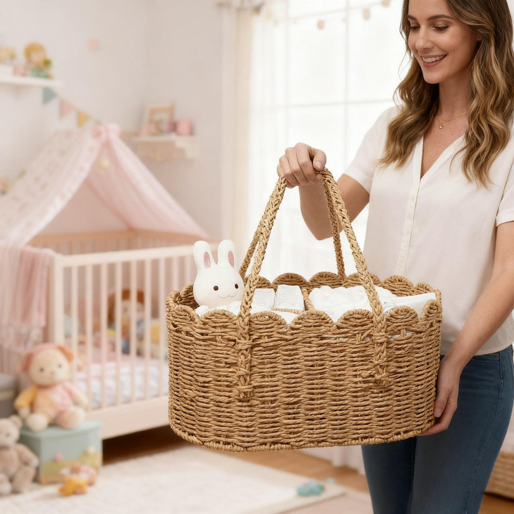 WWMayFeel diaper caddy organizer in use for travel shows quick grab-and-go storage.