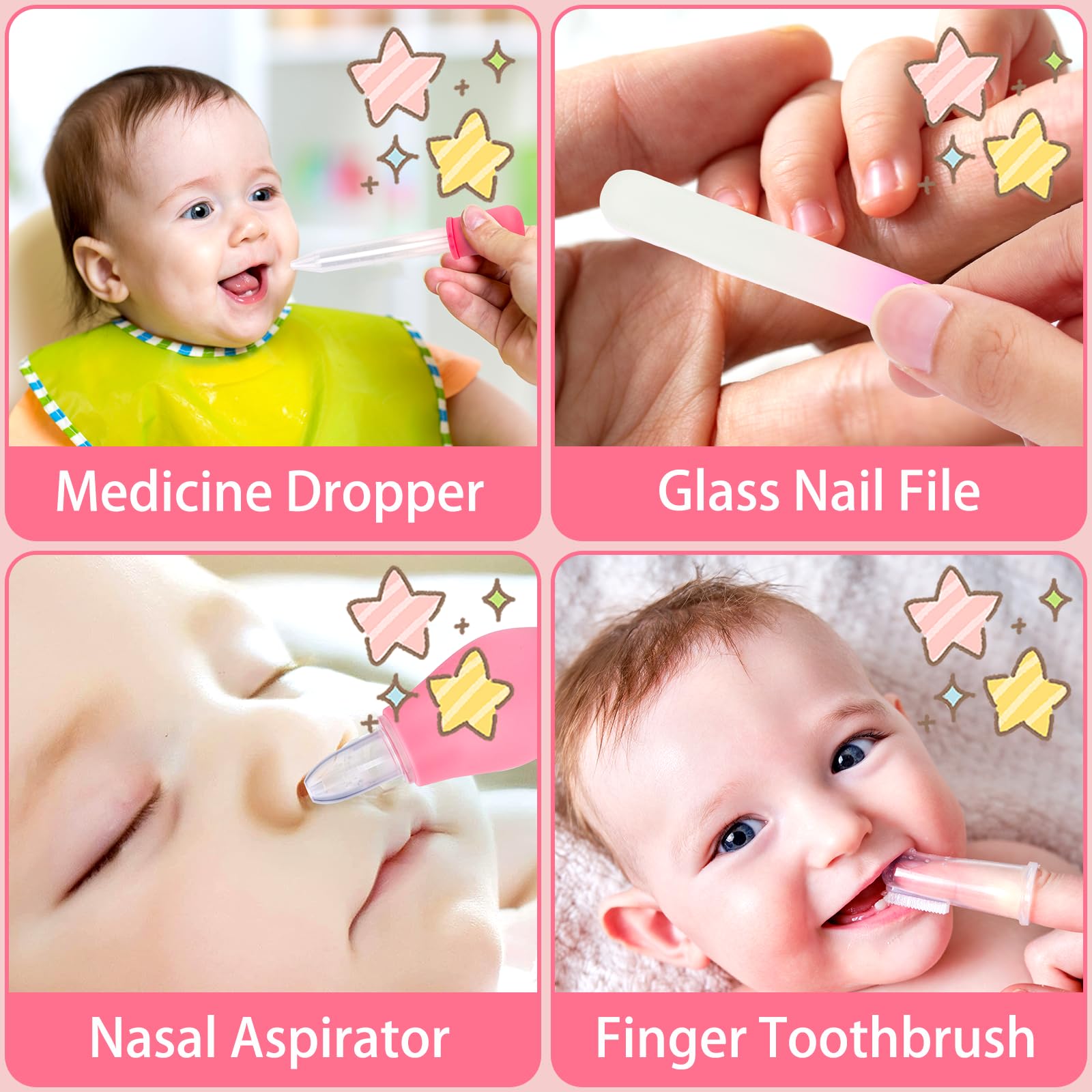 WXA Baby Grooming Kit pink nail clipper focuses on safe baby nail care