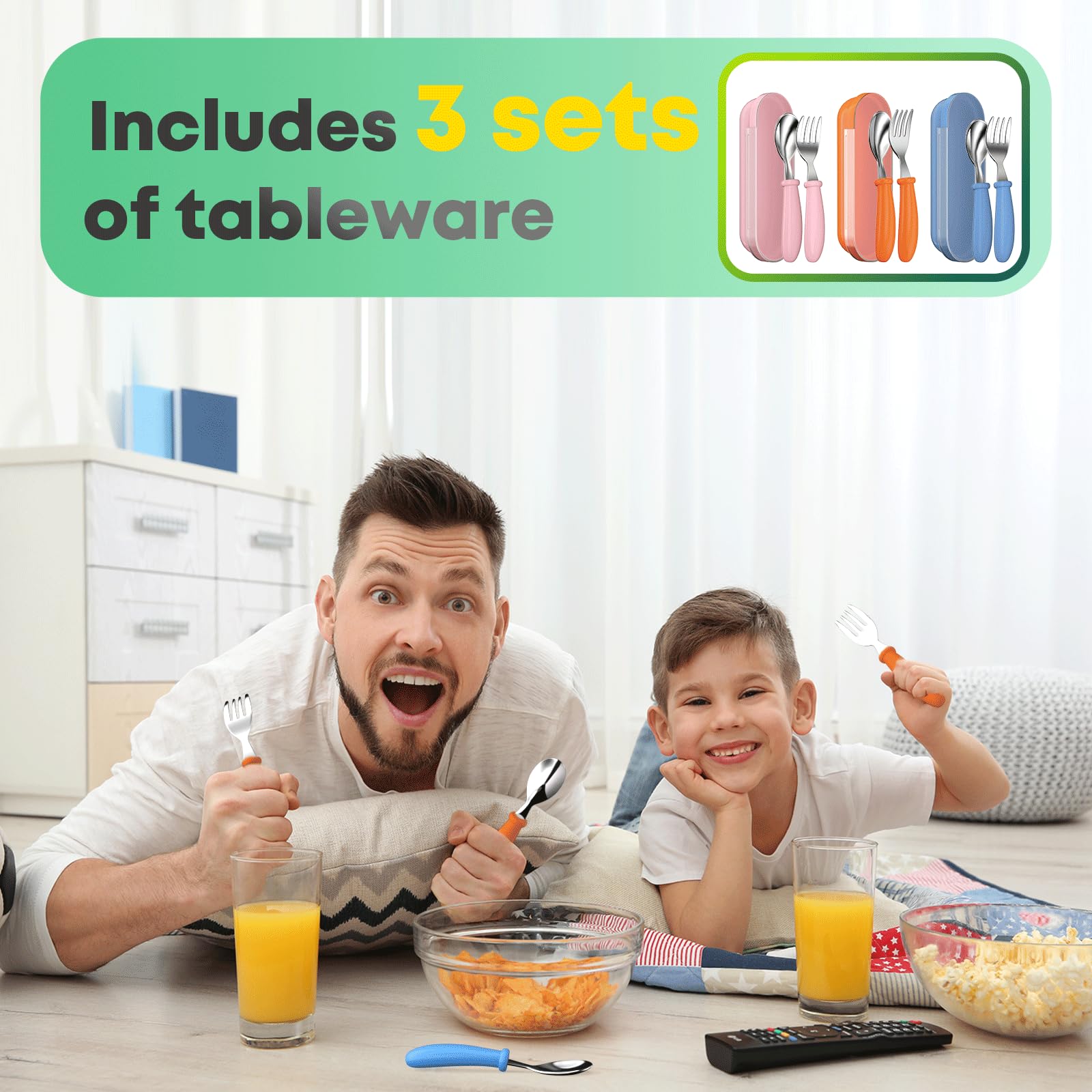 WXCWYQR toddler forks ergonomic handles support secure grasp during meals.