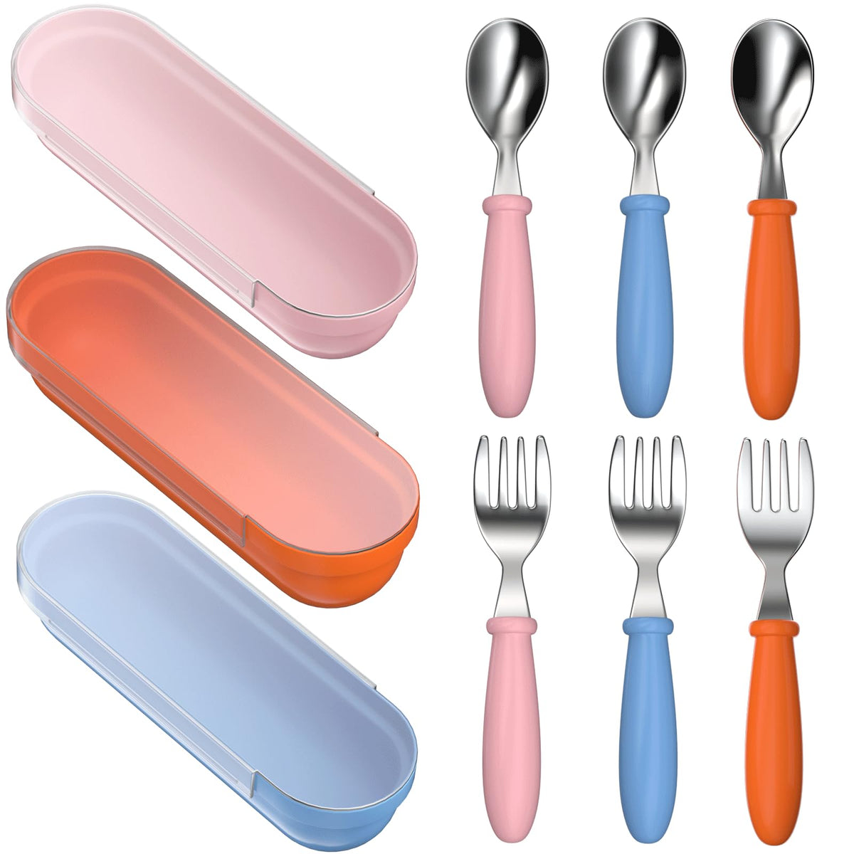 WXCWYQR toddler utensils case keeps spoons and forks organized for home or travel use.
