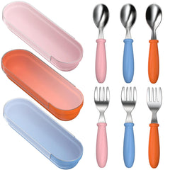 WXCWYQR toddler utensils case keeps spoons and forks organized for home or travel use.