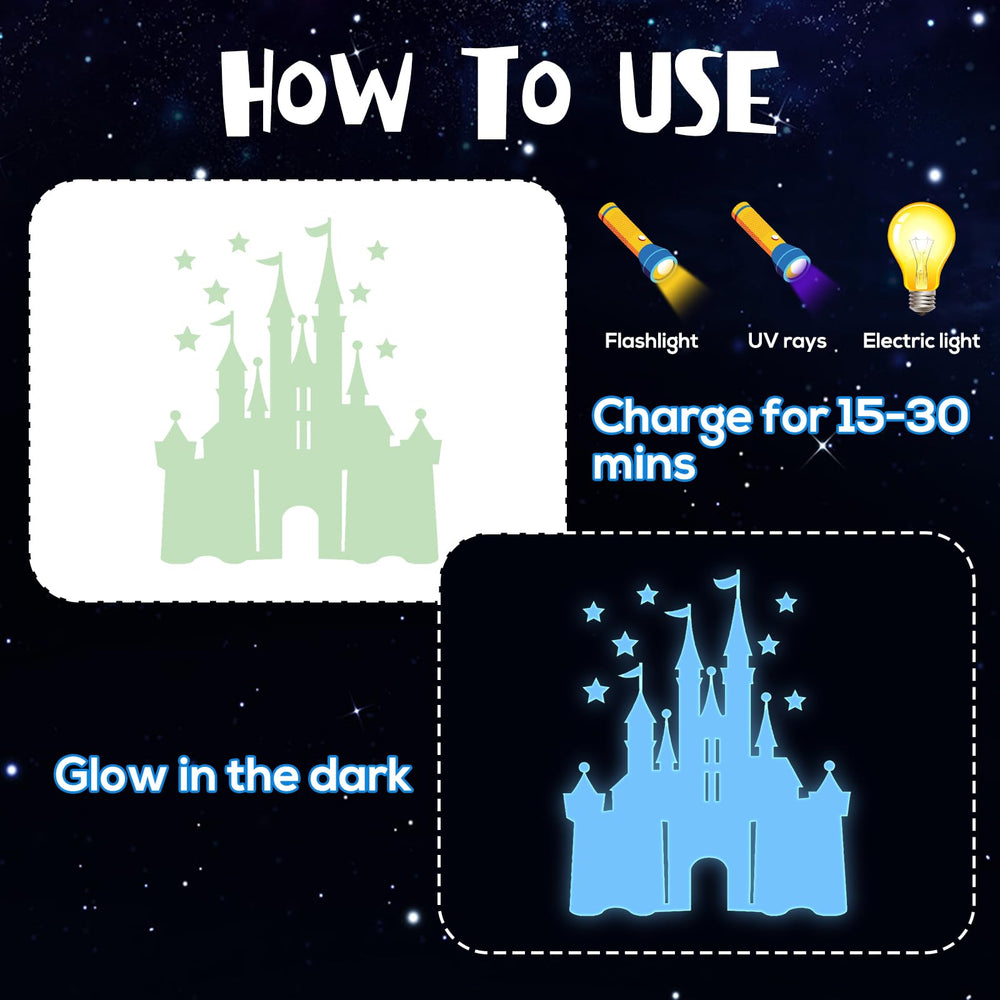 Wxiben wall decals with fairy star castle and princess designs for kids