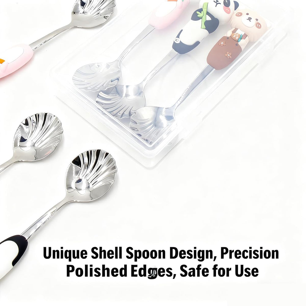 WXMI-AN shell spoon kid-sized handles for easy grip during meals.