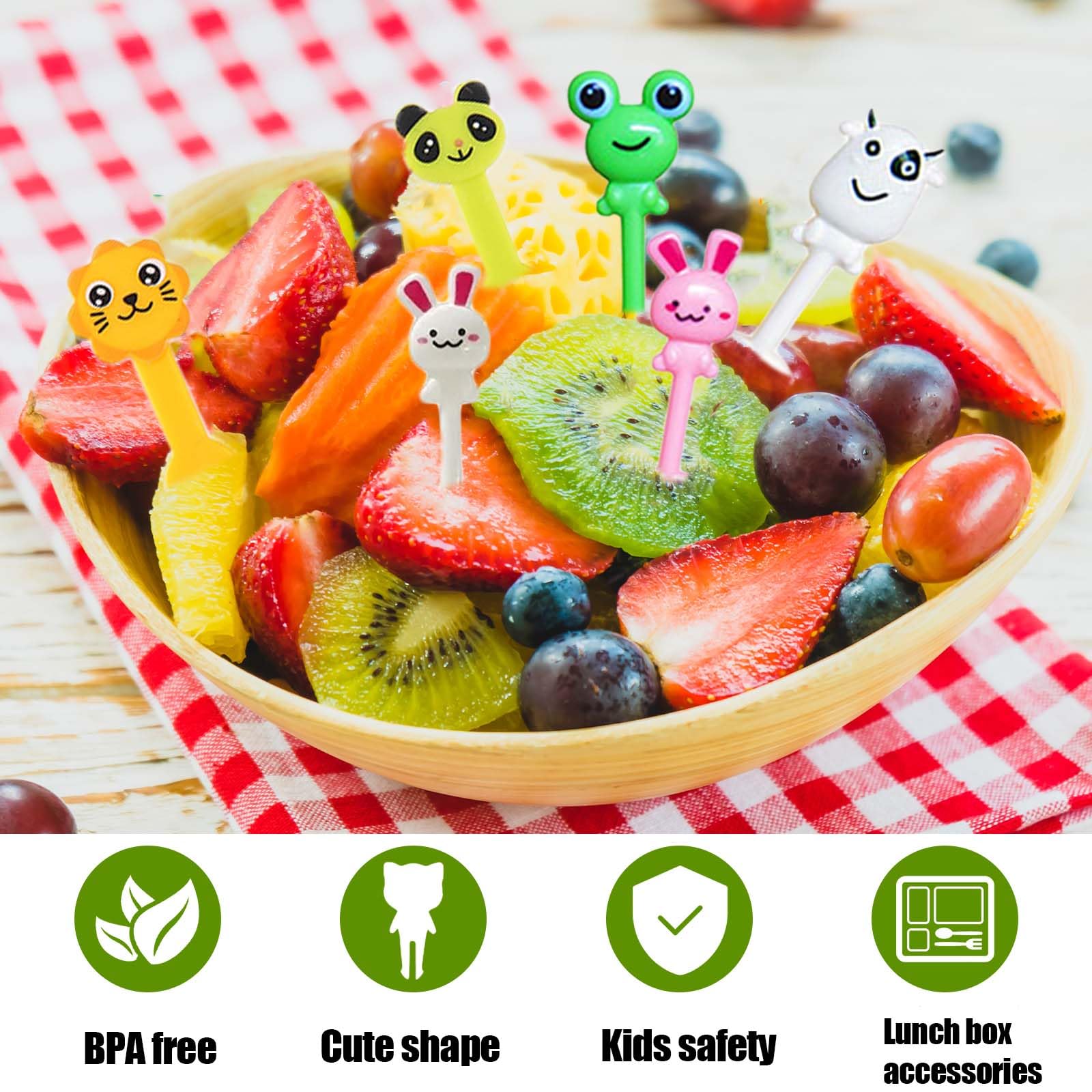 WXOIEOD BPA-free material ensures safe, easy-to-clean reusable food picks for everyday use