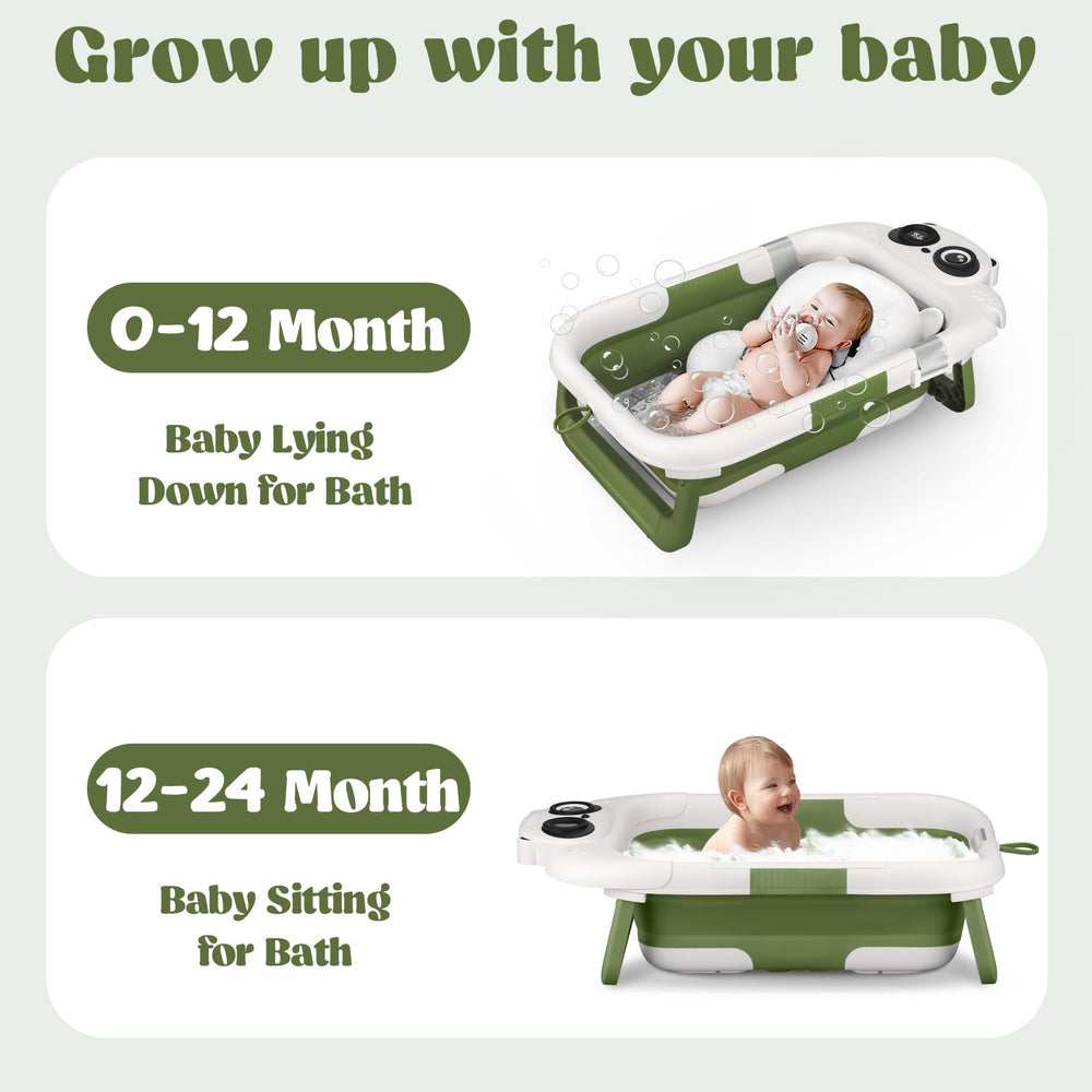 WXXM Collapsible Baby Bathtub with Floating Cushion enhances comfort during bath time.