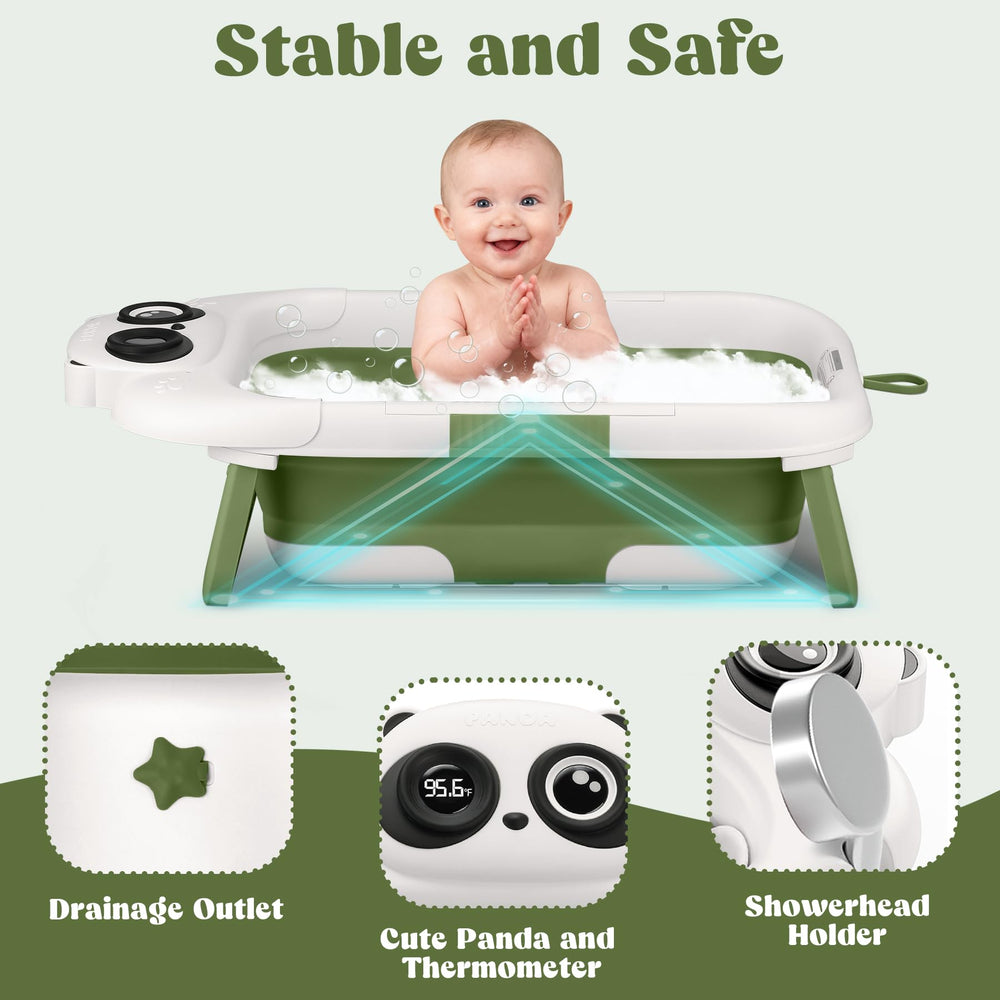 WXXM Collapsible Baby Bathtub in Green suits newborns through toddlers for versatile bathing.