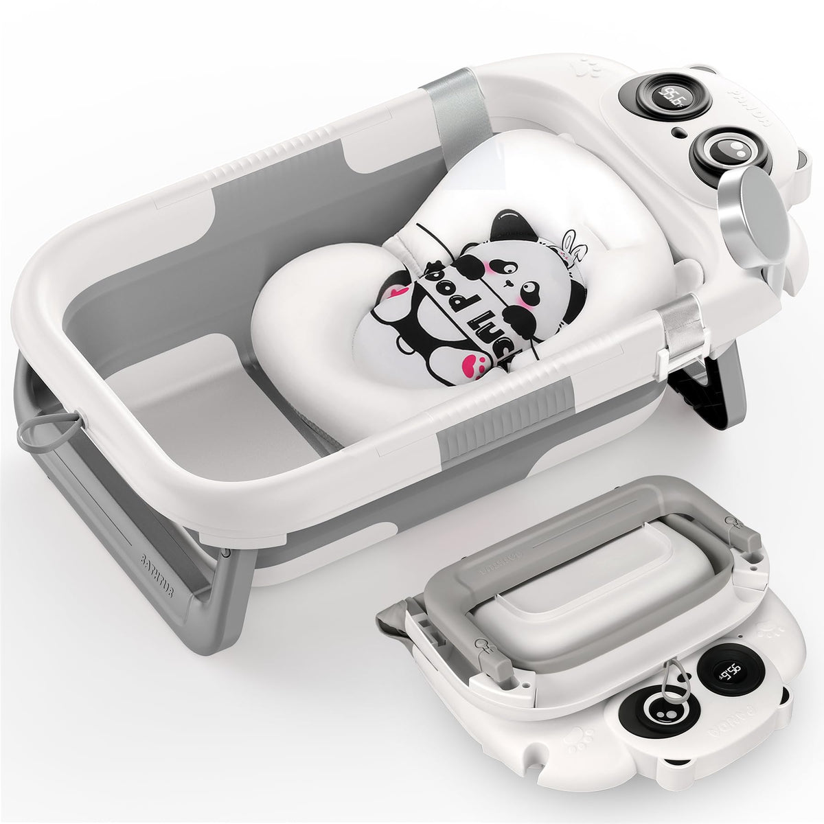 WXXM foldable baby bathtub in compact fold for easy storage and travel