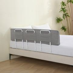 WYBITNY Bed Guard Rail assembled on a queen bed for a sturdy toddler sleep space.