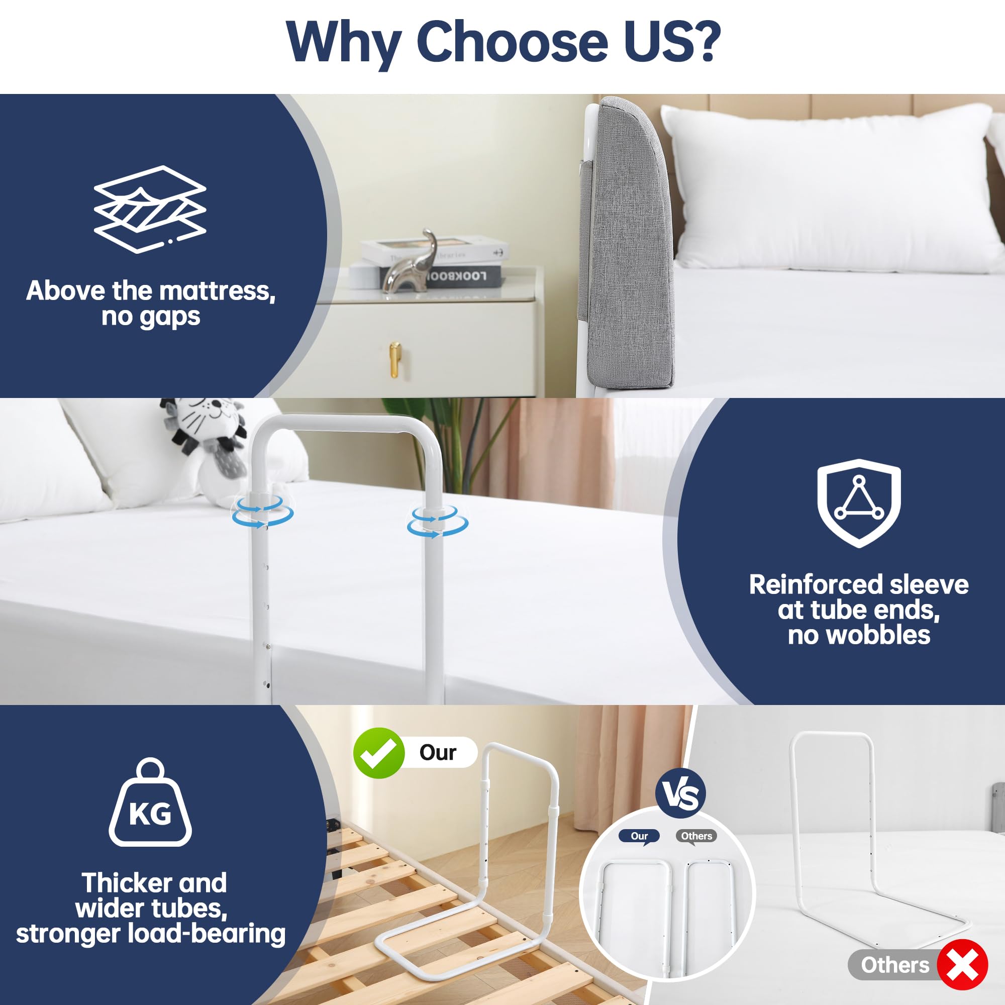 WYBITNY bed guard rail foam pad cushion provides soft bump protection during sleep.