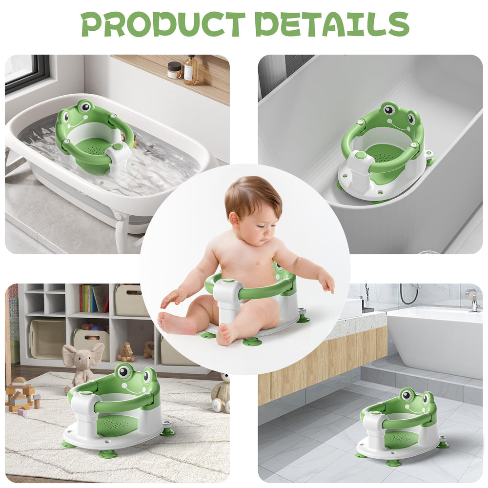 WyfKyd baby sits upright in seat during tub time.