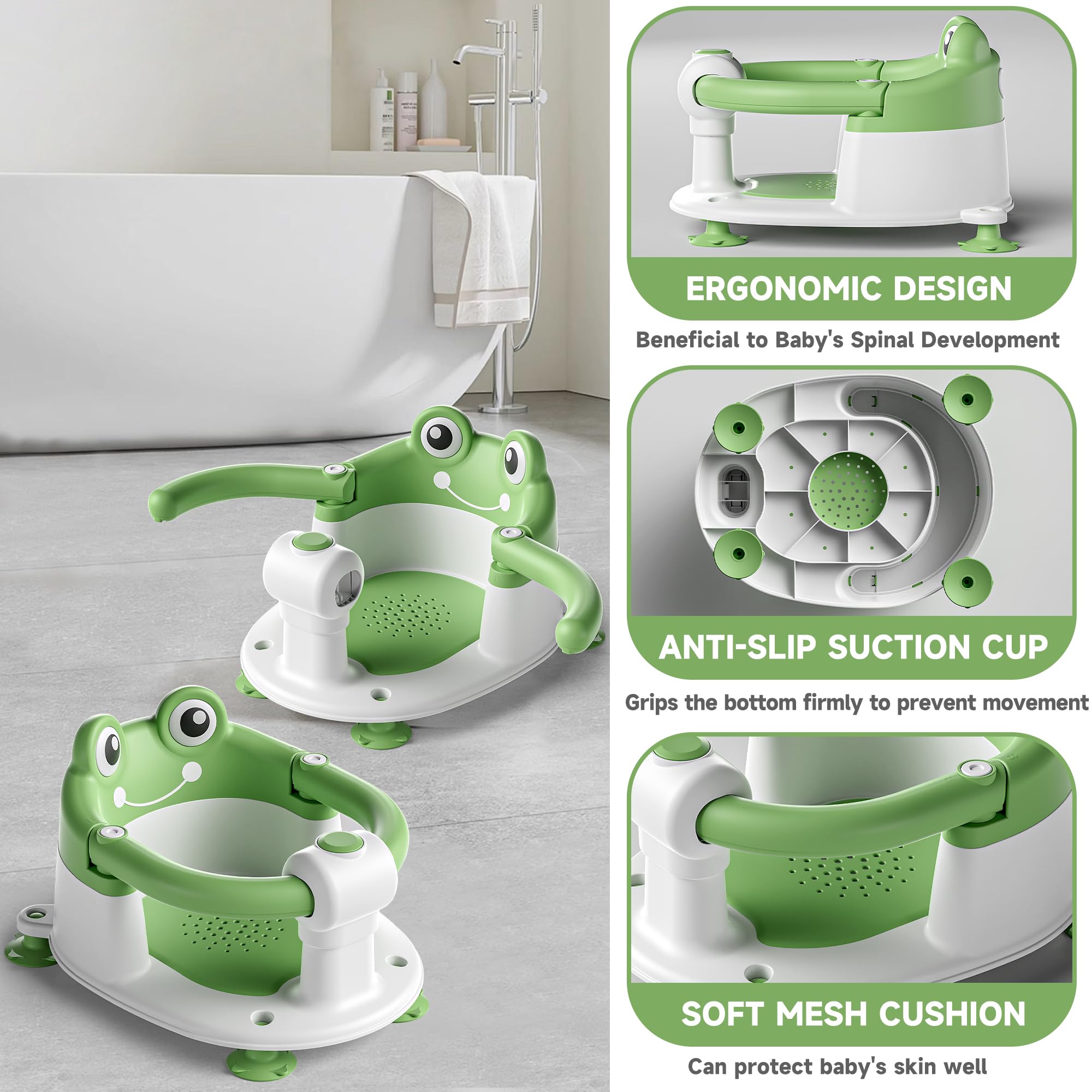 WyfKyd bath seat close-up on soft cushion for gentle support.