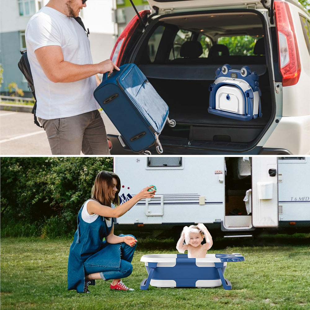 WyfKyd collapsible baby bath travel use shown portable during trips