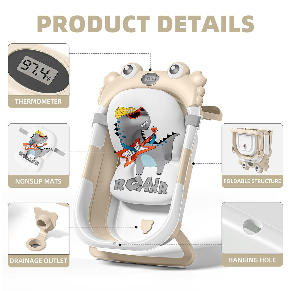 WyfKyd collapsible bathtub with detachable cushion provides head and neck support during baths
