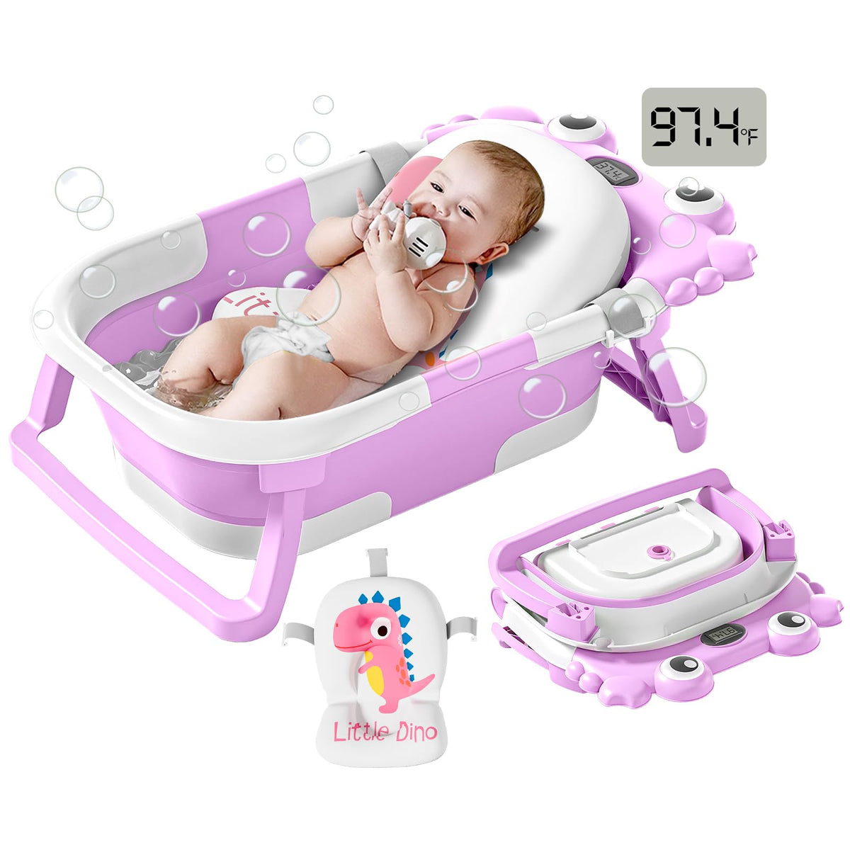 WyfKyd collapsible baby bathtub folded for compact storage and space-saving use.