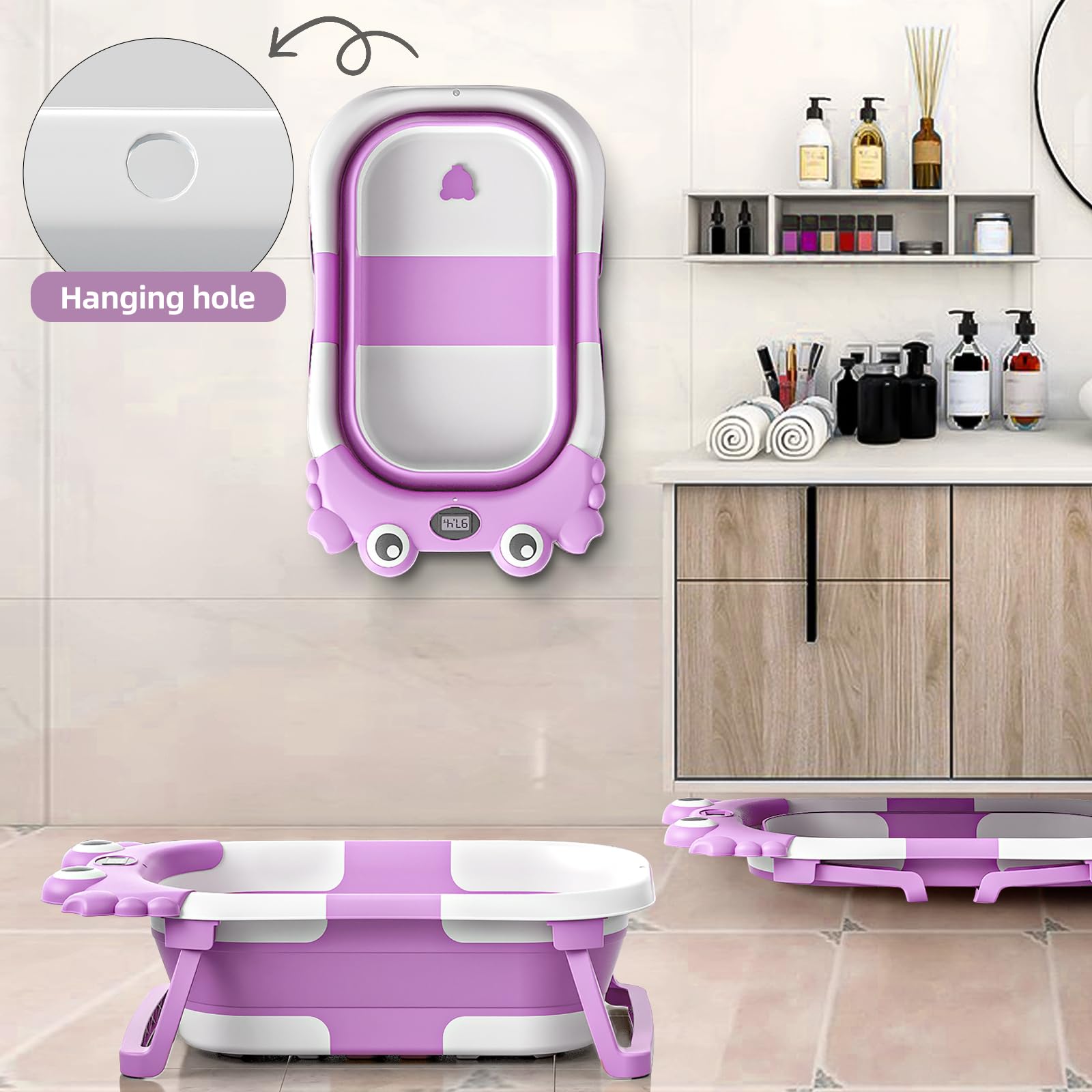WyfKyd baby bathtub made from safe PP+TPE materials for durability.