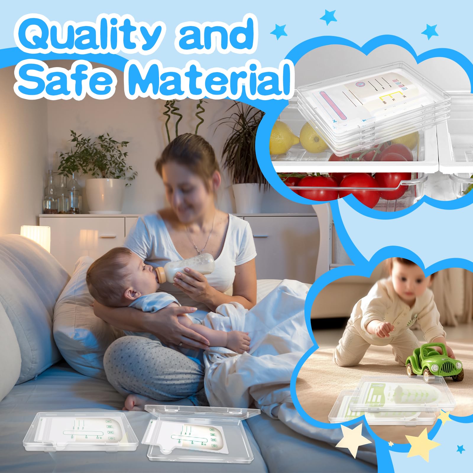 WYKOO BPA-free PP breastmilk tray ensures safe storage.