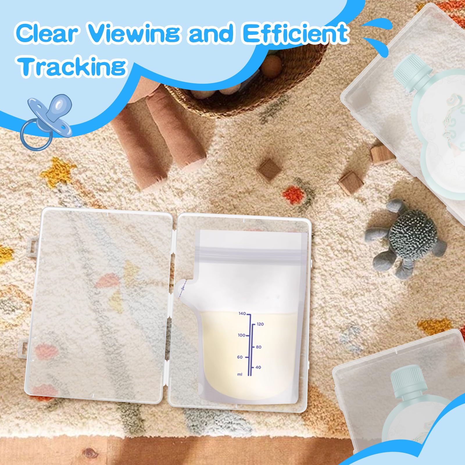 WYKOO compact breastmilk tray fits slim freezer shelves.