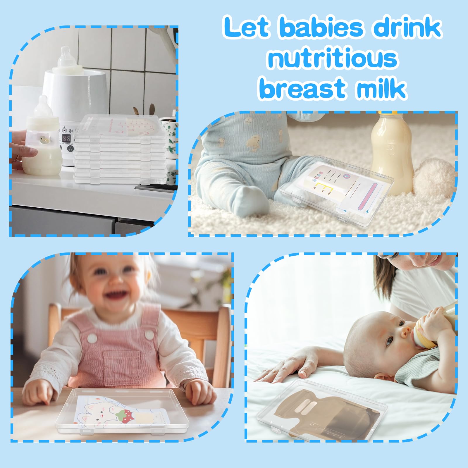 WYKOO transparent organizer helps manage milk in fridge or freezer.