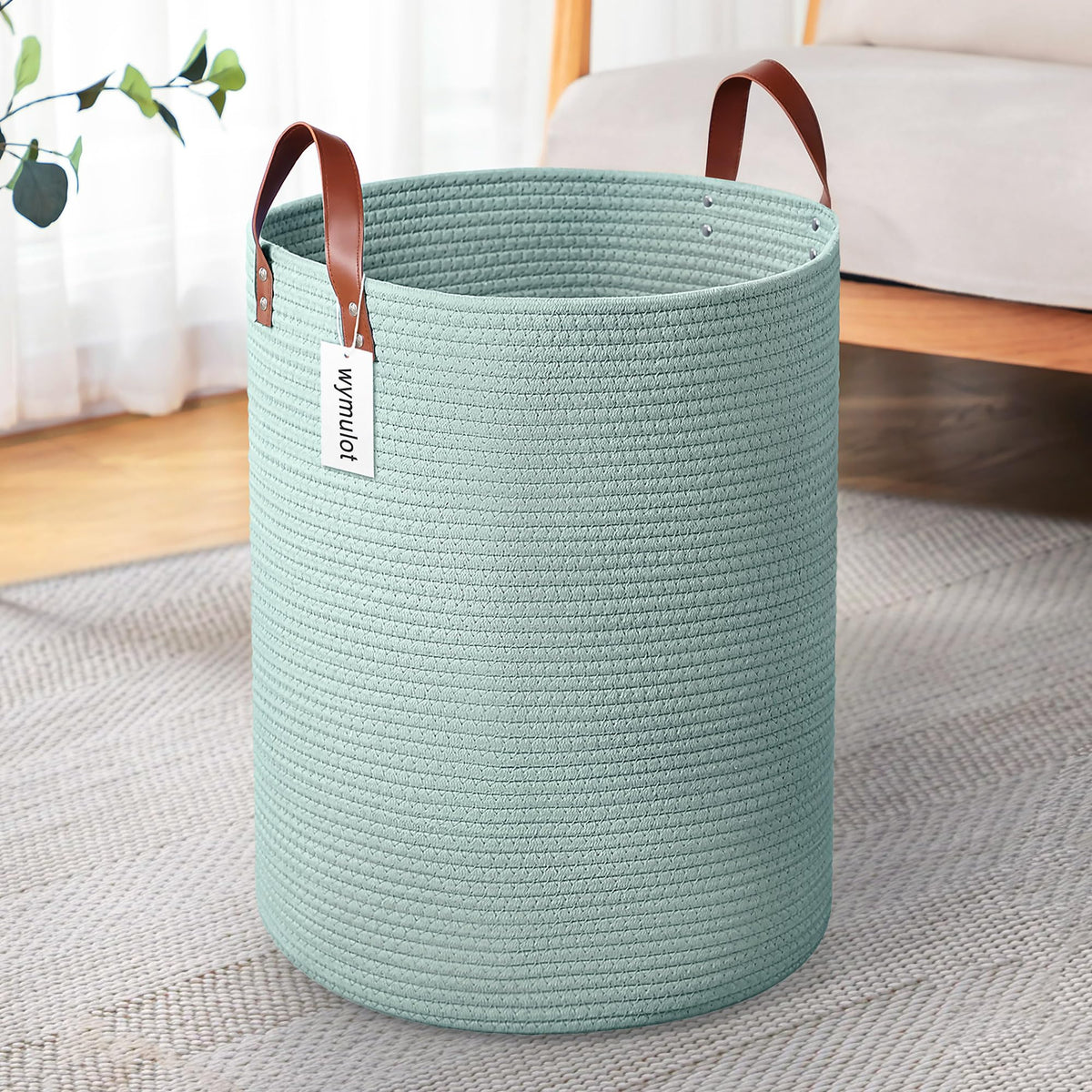 Wymulot 80L rope basket front view ideal for toy organization