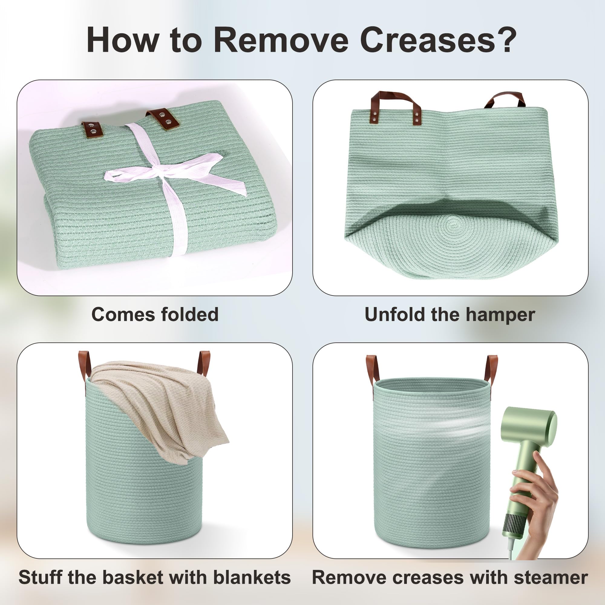 Wymulot rope basket used as laundry hamper in bathroom or laundry area