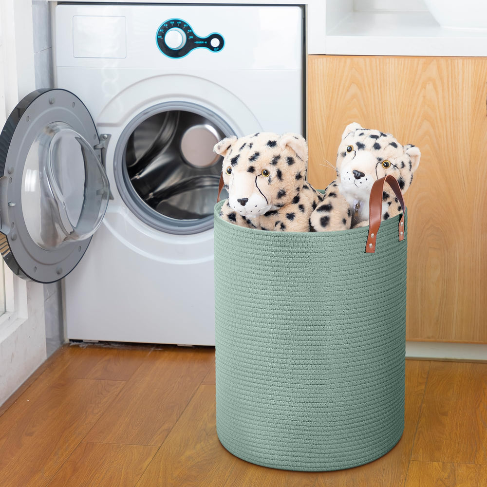 Wymulot rope basket in nursery for toy storage and organization