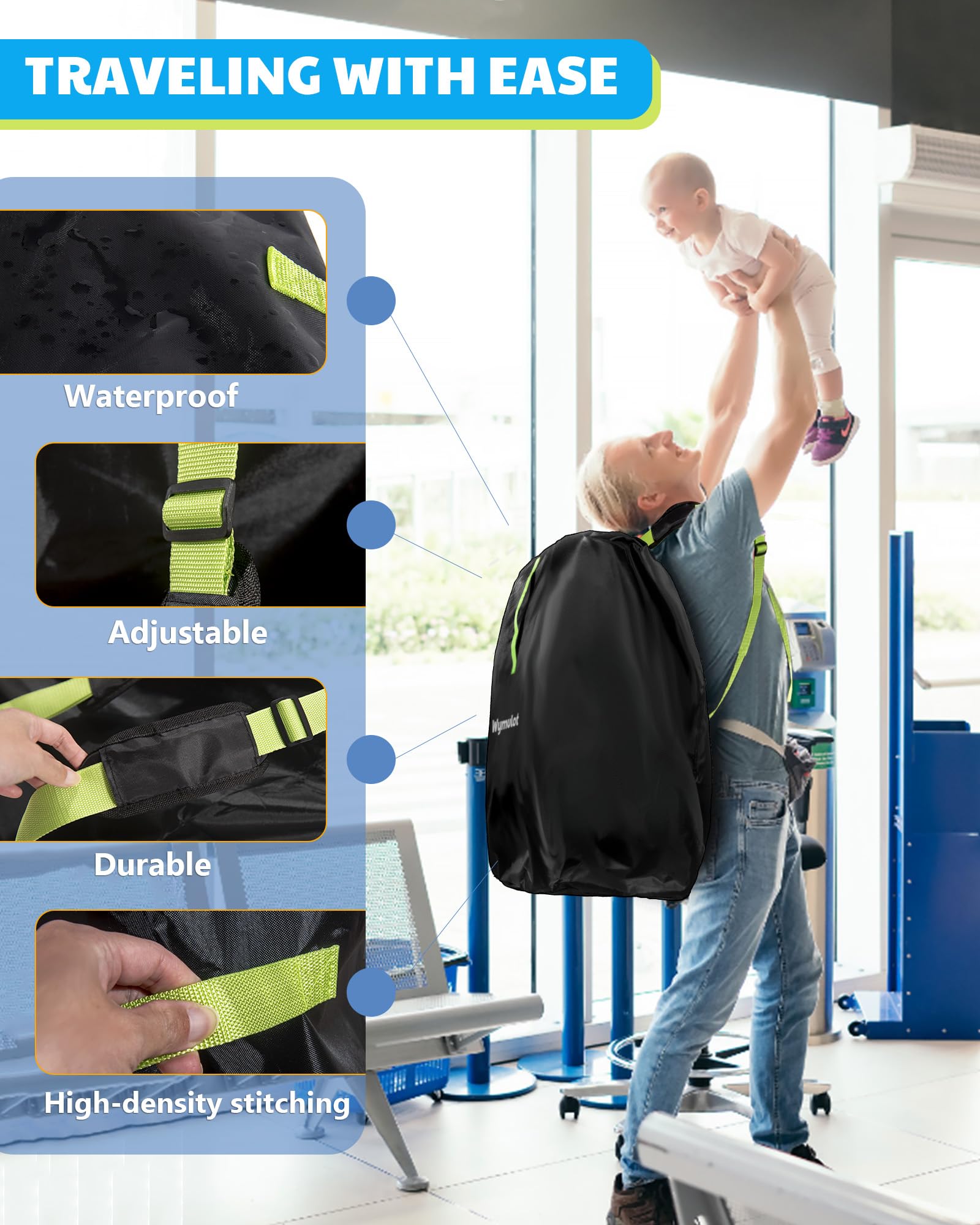 Wymulot stroller bag features adjustable shoulder straps for easy hands-free carrying