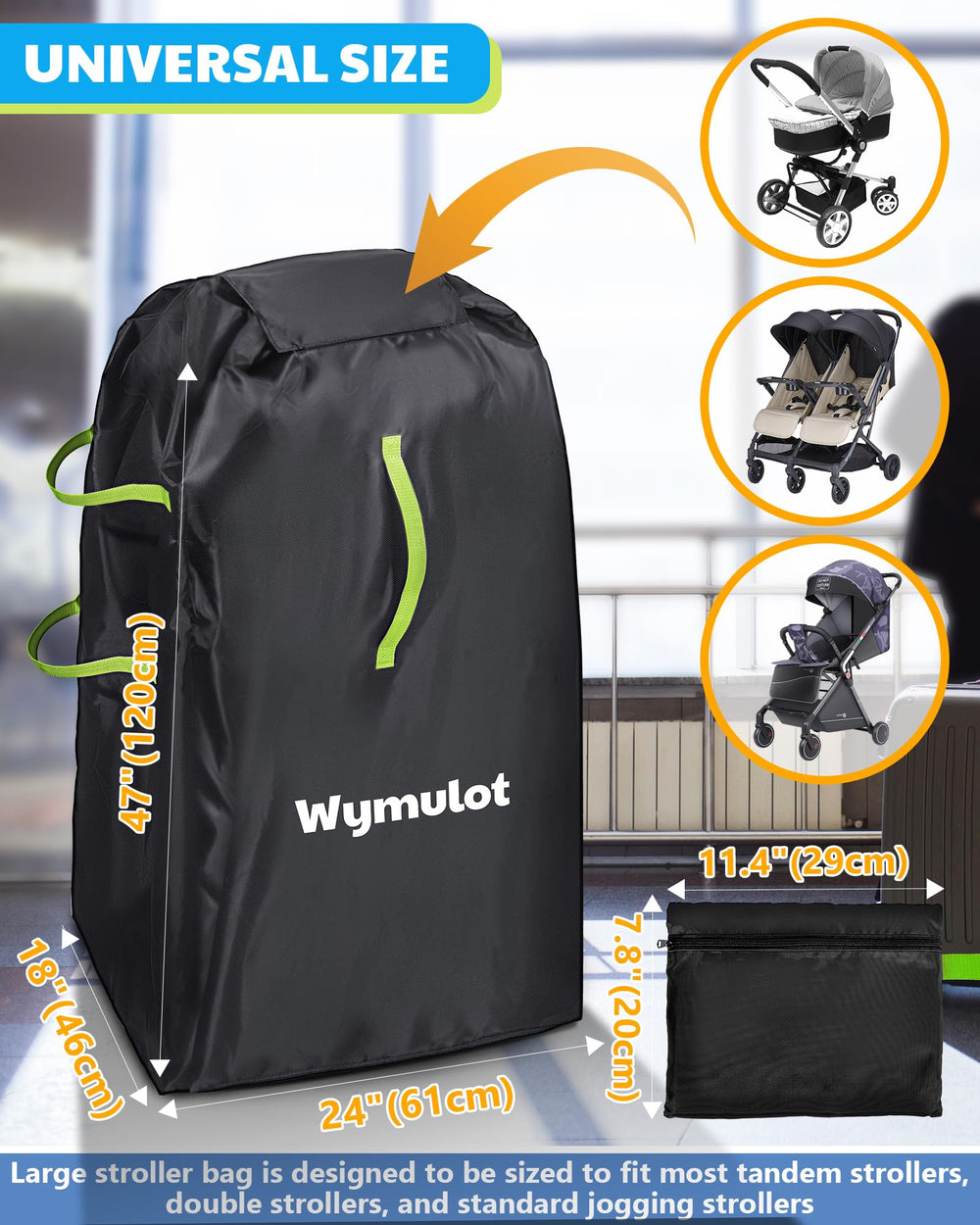 Wymulot stroller bag is waterproof and dustproof for transit protection
