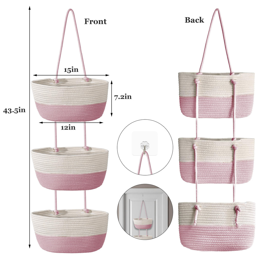 Wymulot wall-mounted rope baskets with stacked design ideal for organized living spaces