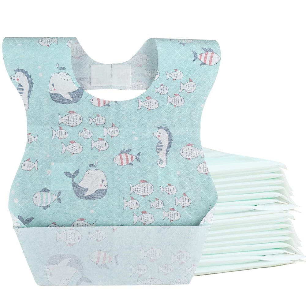 WYSLP baby bibs with whale pattern keep meals mess-free on the go.