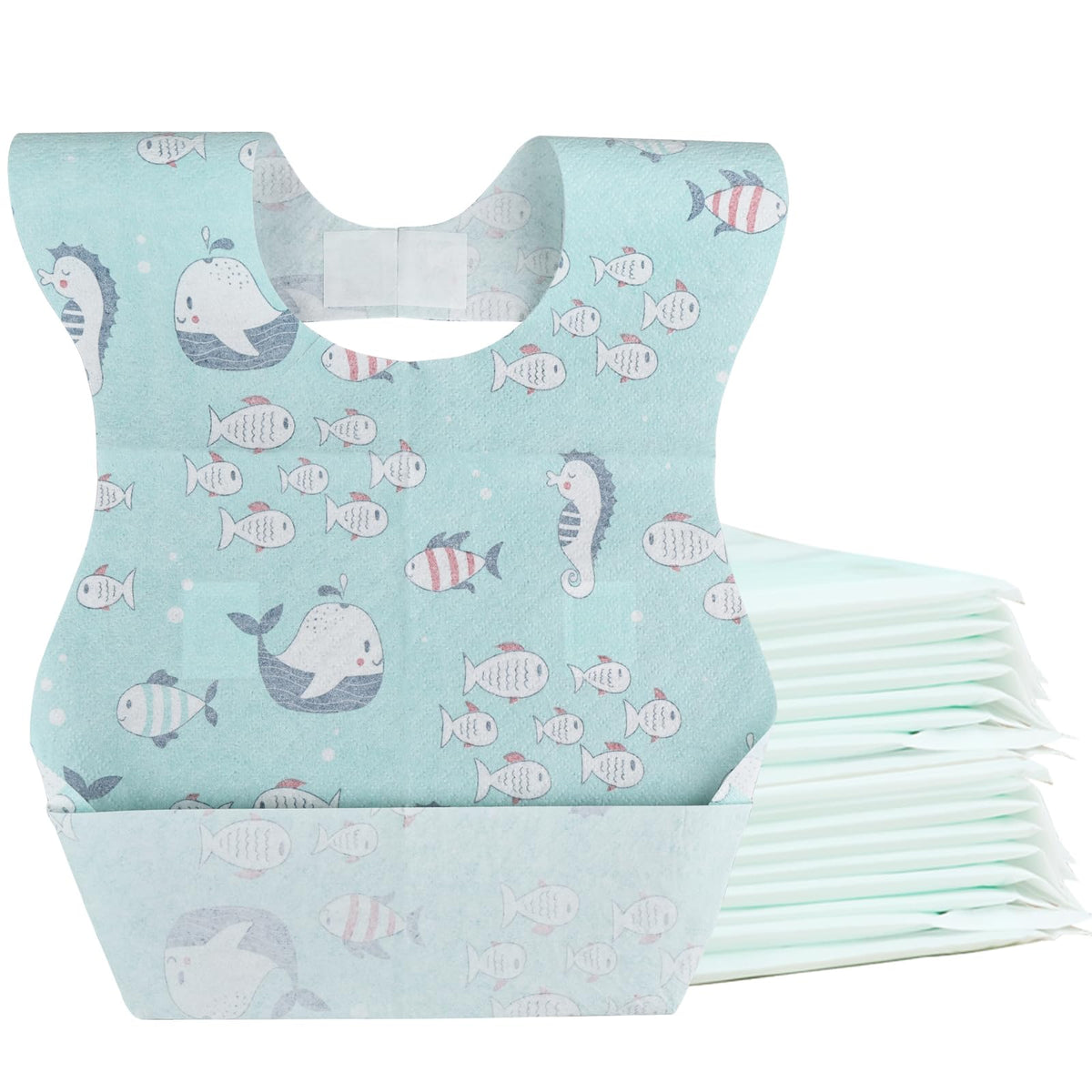 WYSLP baby bibs with whale pattern keep meals mess-free on the go.