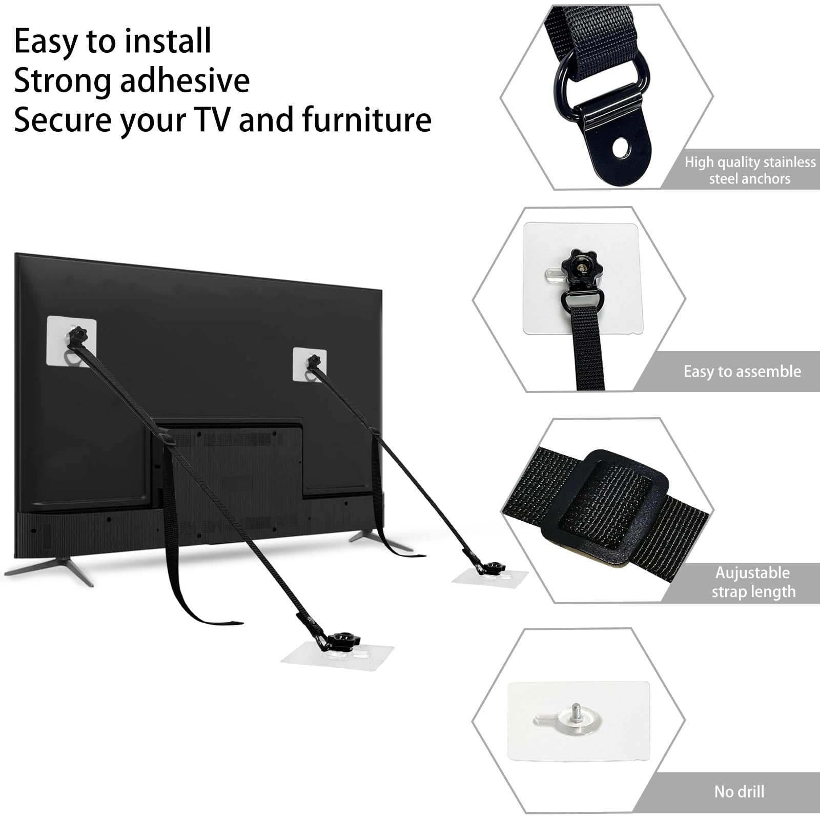 WYVAS extendable strap reaches 90 cm for flexible anchoring