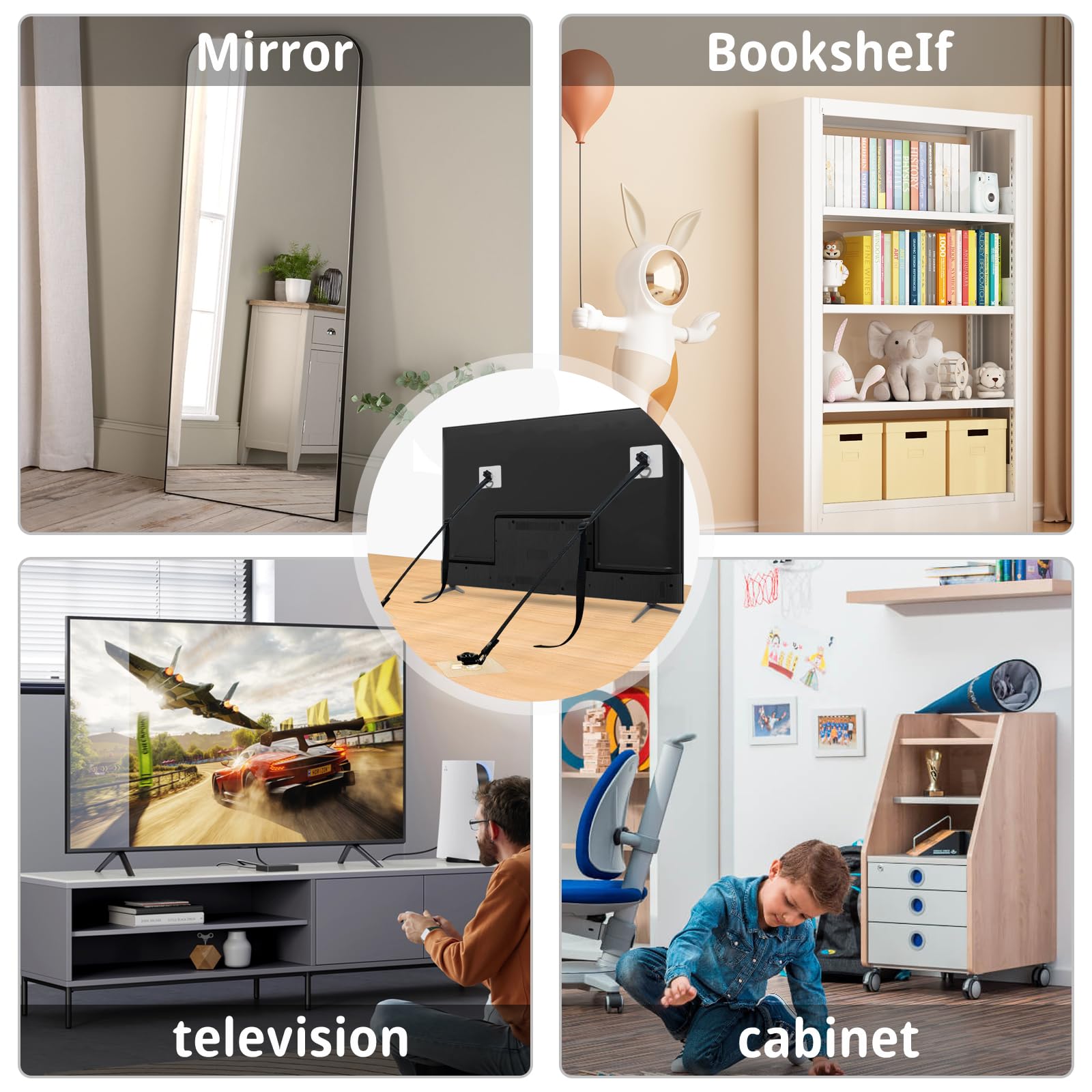 WYVAS TV safety straps with wall mount compatibility reducing wobble