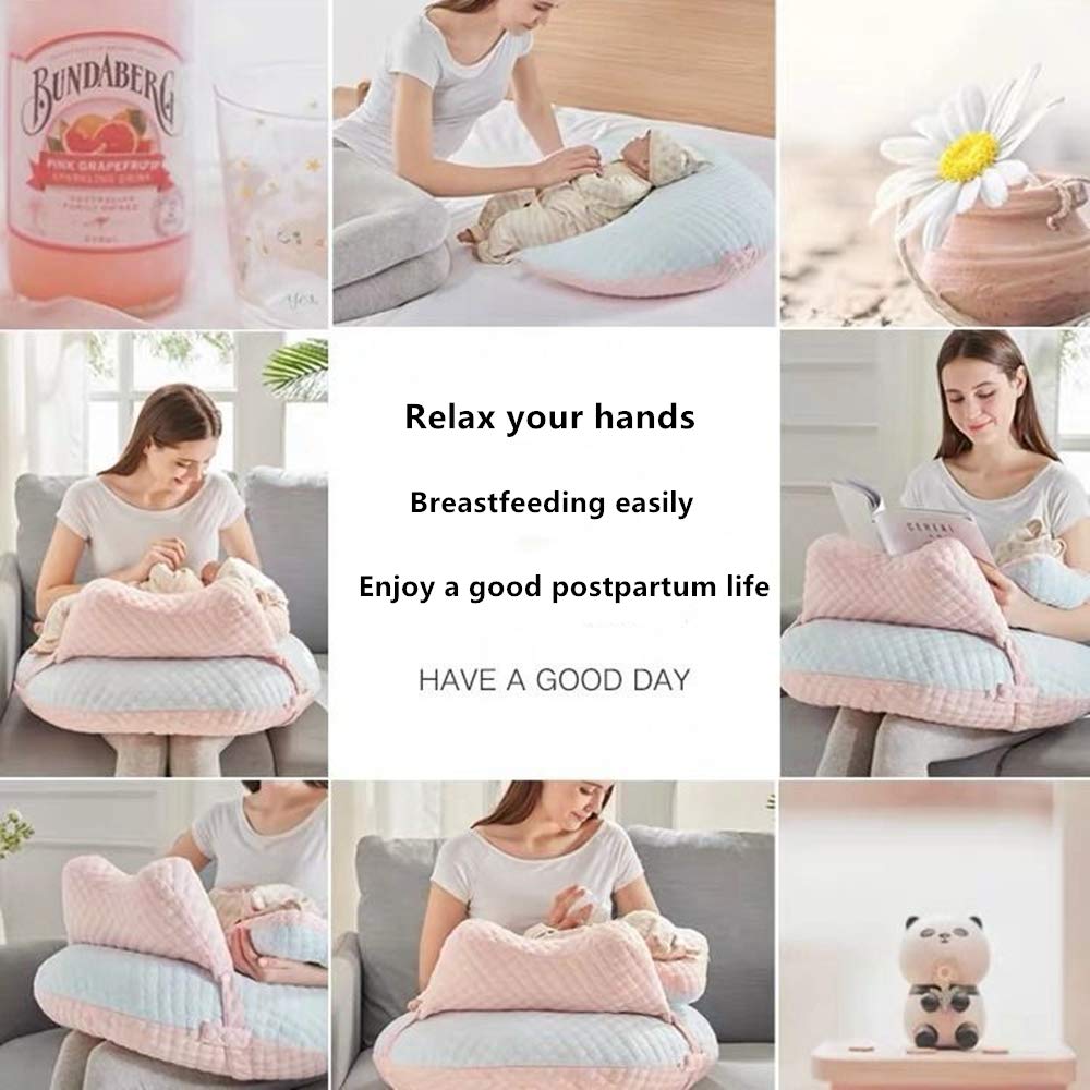 WYXunPlanet Nursing Pillow knit cotton blue cover offers soft, breathable comfort.