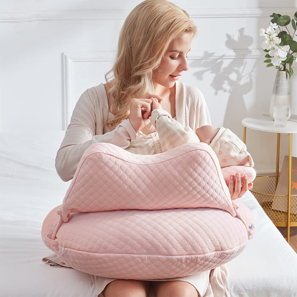 WYXunPlanet nursing pillow knit cover closeup showing soft knitted fabric for comfortable feeds