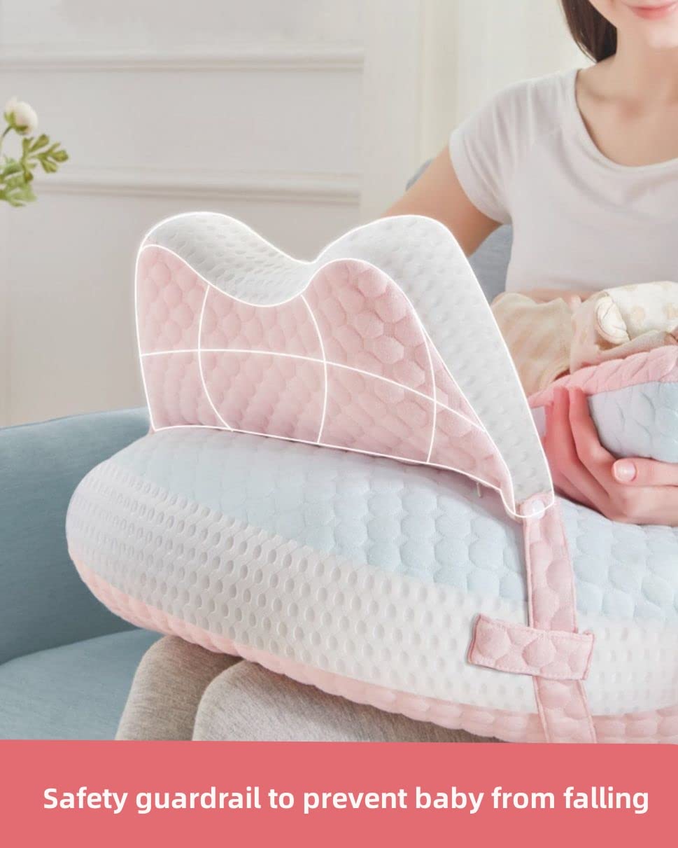 WYXunPlanet Nursing Pillow with safety guardrail helps keep baby secure.