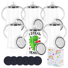 Wzaytia 12oz sublimation sippy cup front view shows vibrant designs